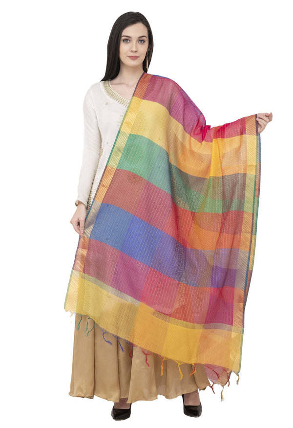 A R SILK Multi Crush Fancy Dupatta Multi Color Color Dupatta or Chunni