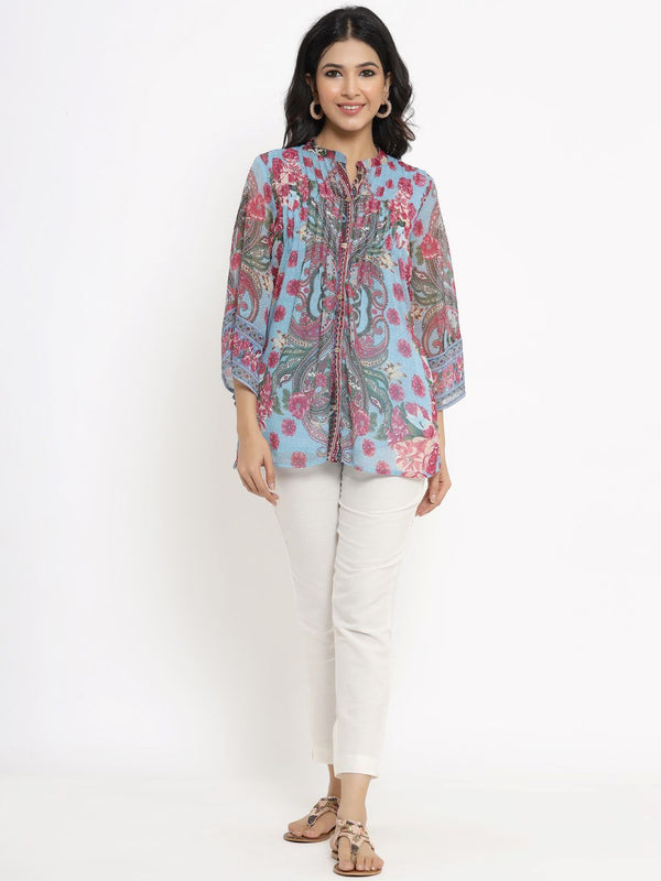 Women's Alphin Chiffon Printed Straight Tunic - Juniper