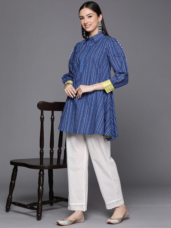 Blue Pure Cotton Printed Tunic