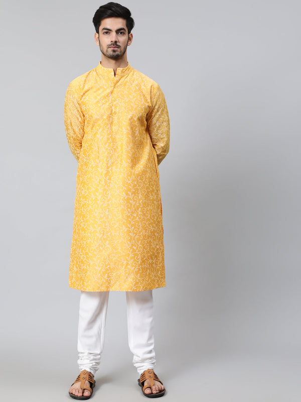 Men's Yellow Long Kurta - Aks Men