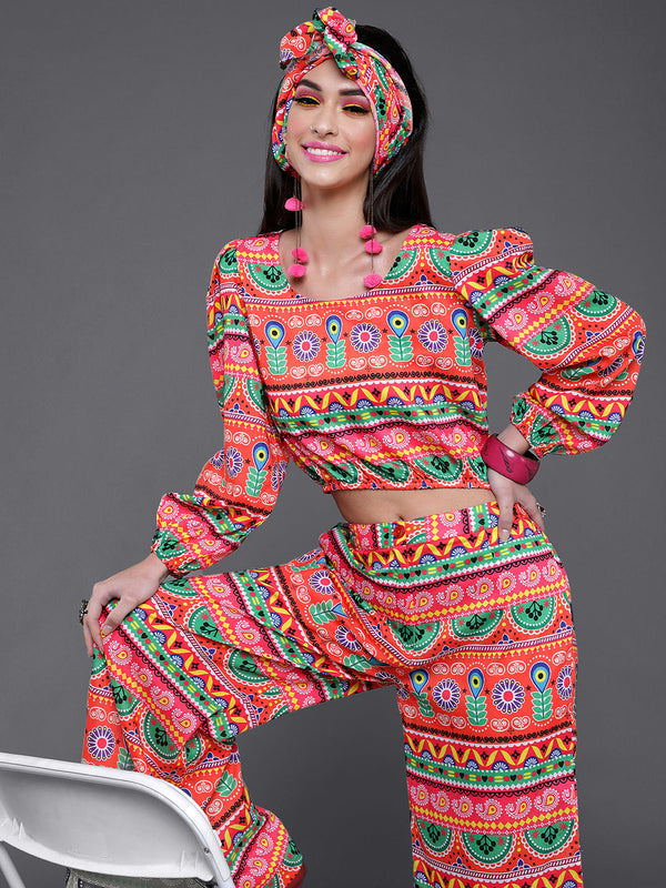 Women's Multicolor Truck Art Co Ord Set - Aks