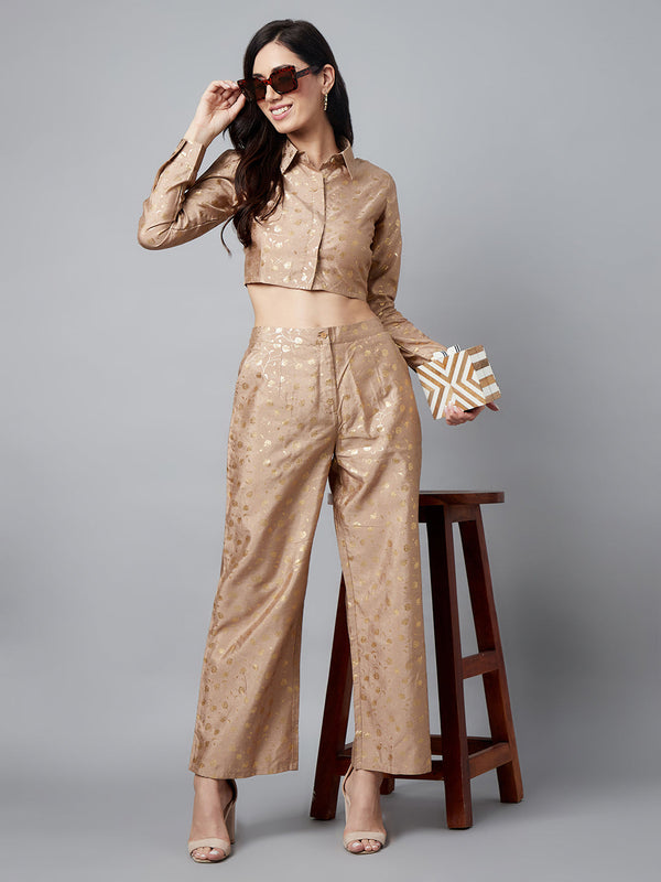 Women's Gold Foil Printed Co Ord Set - Aks