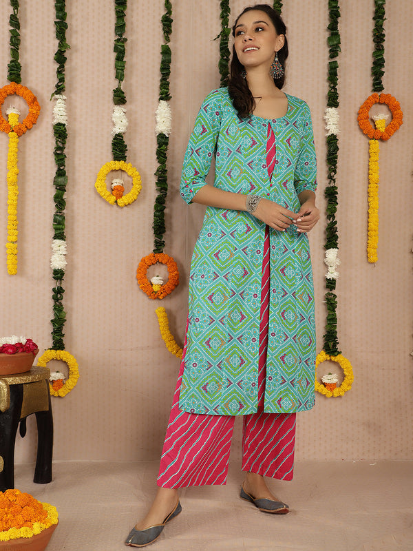 Women's Blue Bandhani Print Kurta - Aks