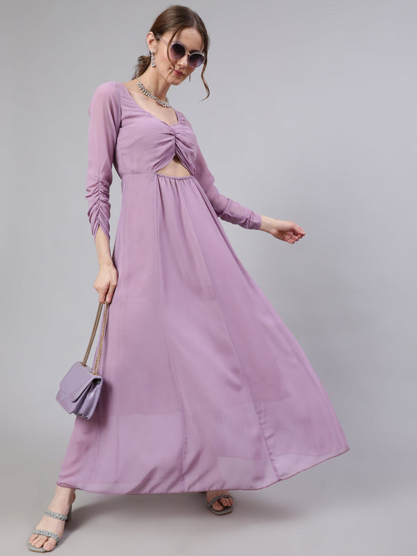 Women's Lavender Flared Maxi Dress - Aks