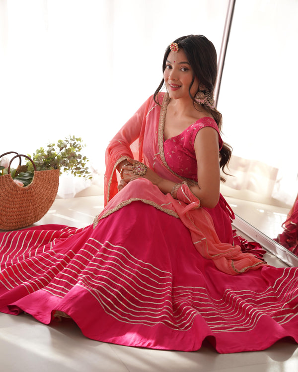 Women's Magenta Ruby Dreamy Pink Lehenga Set - Rangpur