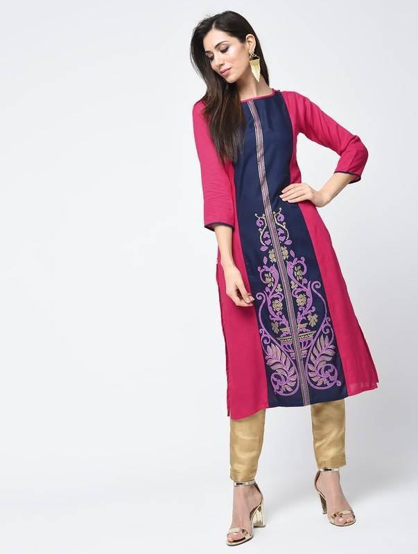 Women's Block Printed Straight Kurta - Aniyah