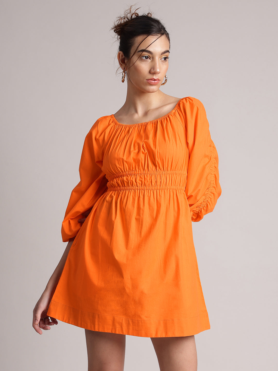 Women's Orange Poplin Solid Dress - Zaccai