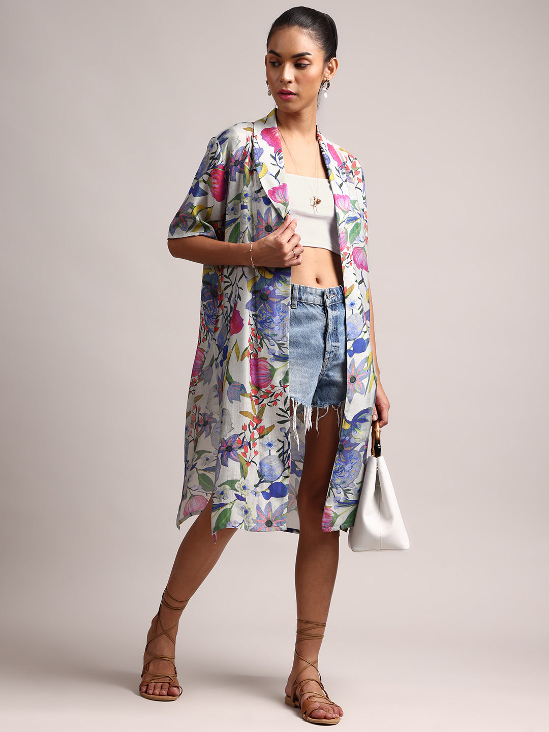 Women's Multicolor Muslin Tropical Shrug - Zaccai