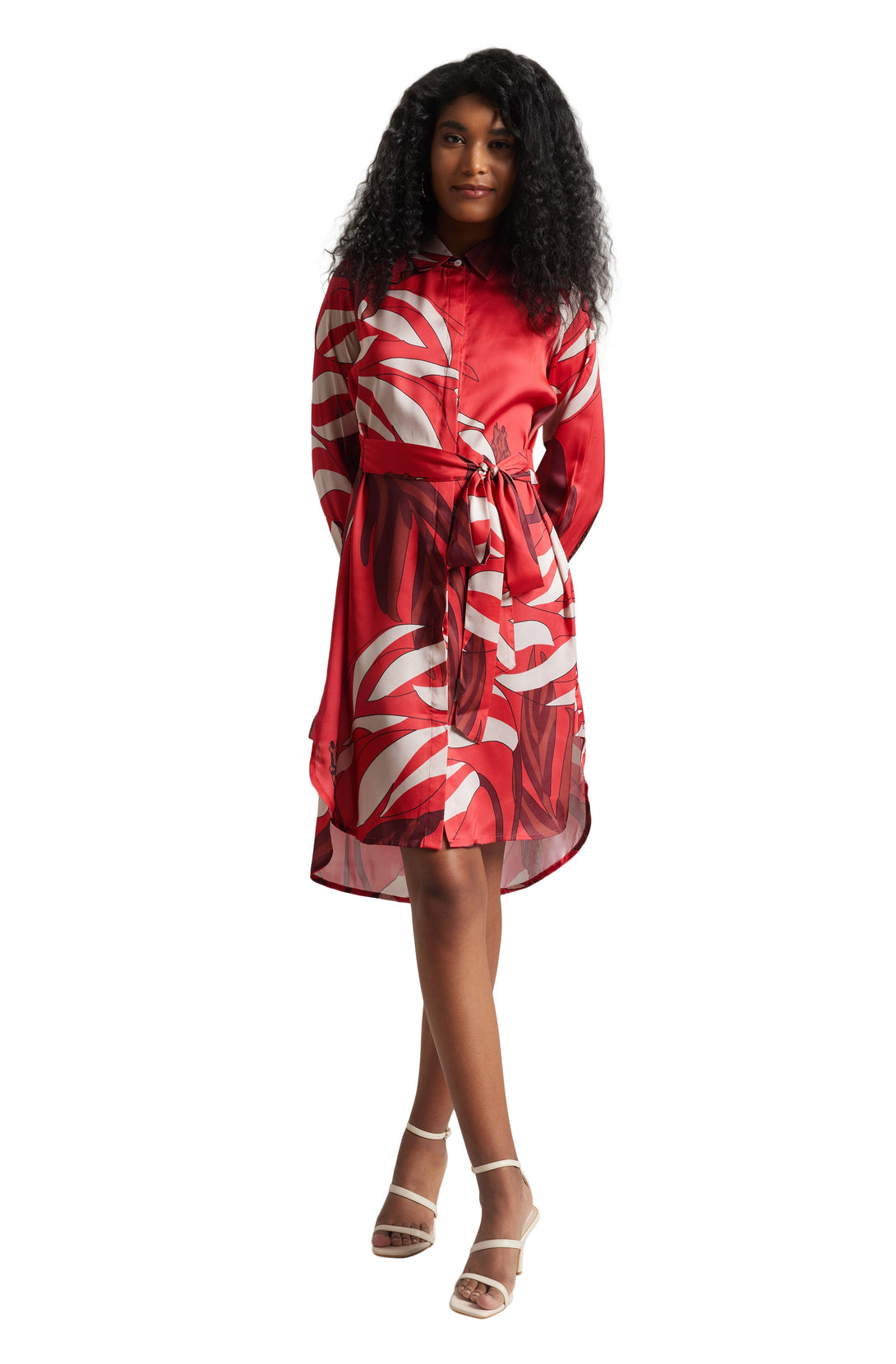 Women's Red Satin Abstract Dress - Zaccai