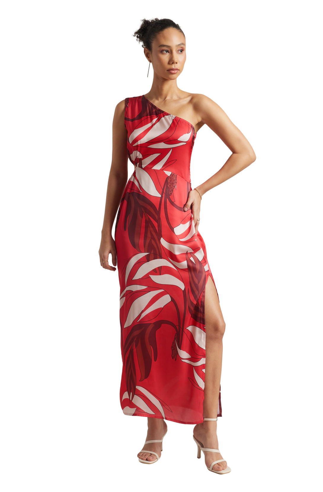 Women's Red Satin Abstract Dress - Zaccai