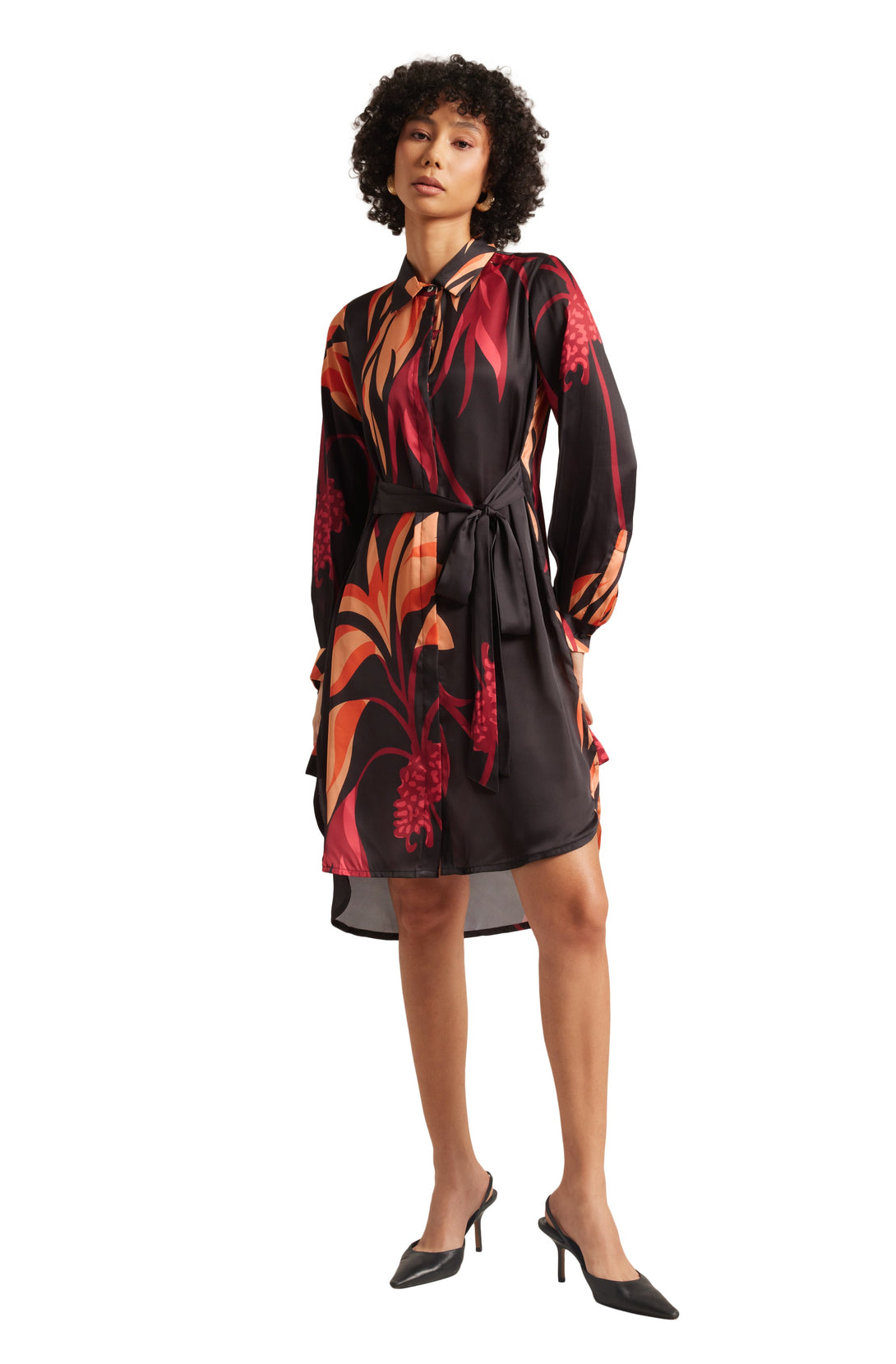 Women's Black Satin Abstract Dress - Zaccai