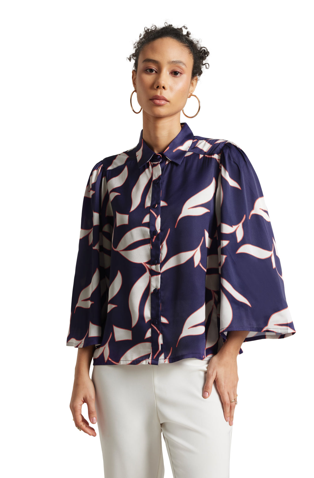 Women's Purple Satin Abstract Top - Zaccai