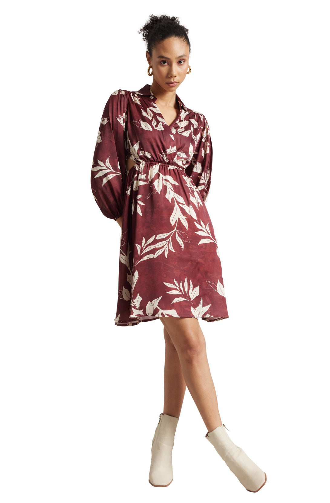 Women's Brown Satin Abstract Dress - Zaccai