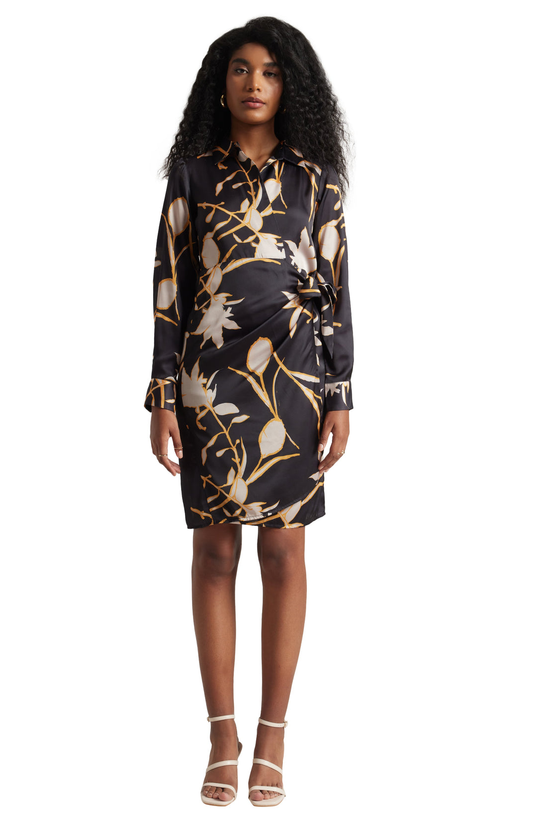 Women's Black Satin Abstract Dress - Zaccai