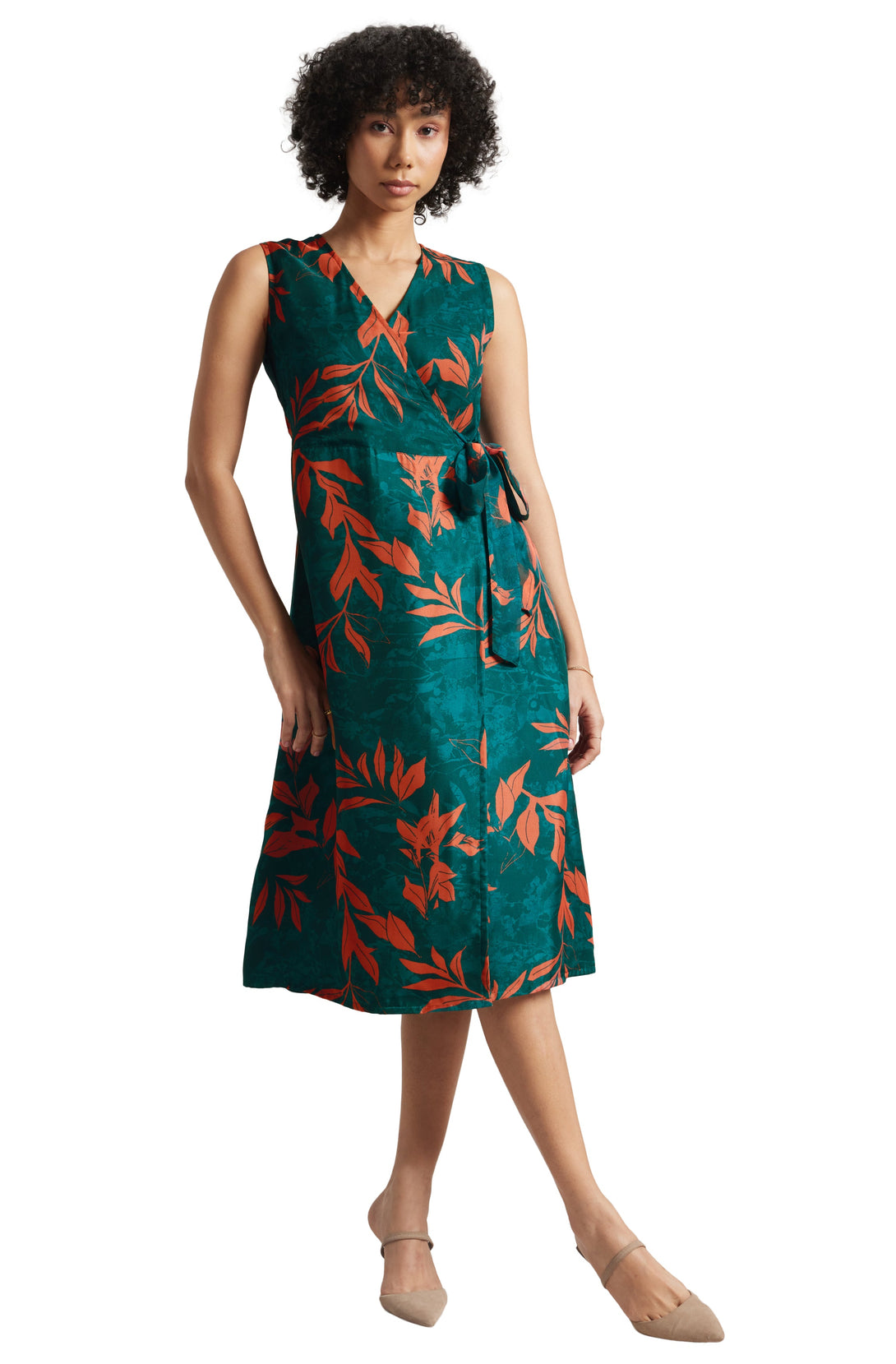 Women's Teal Green Organza Floral Dress - Zaccai