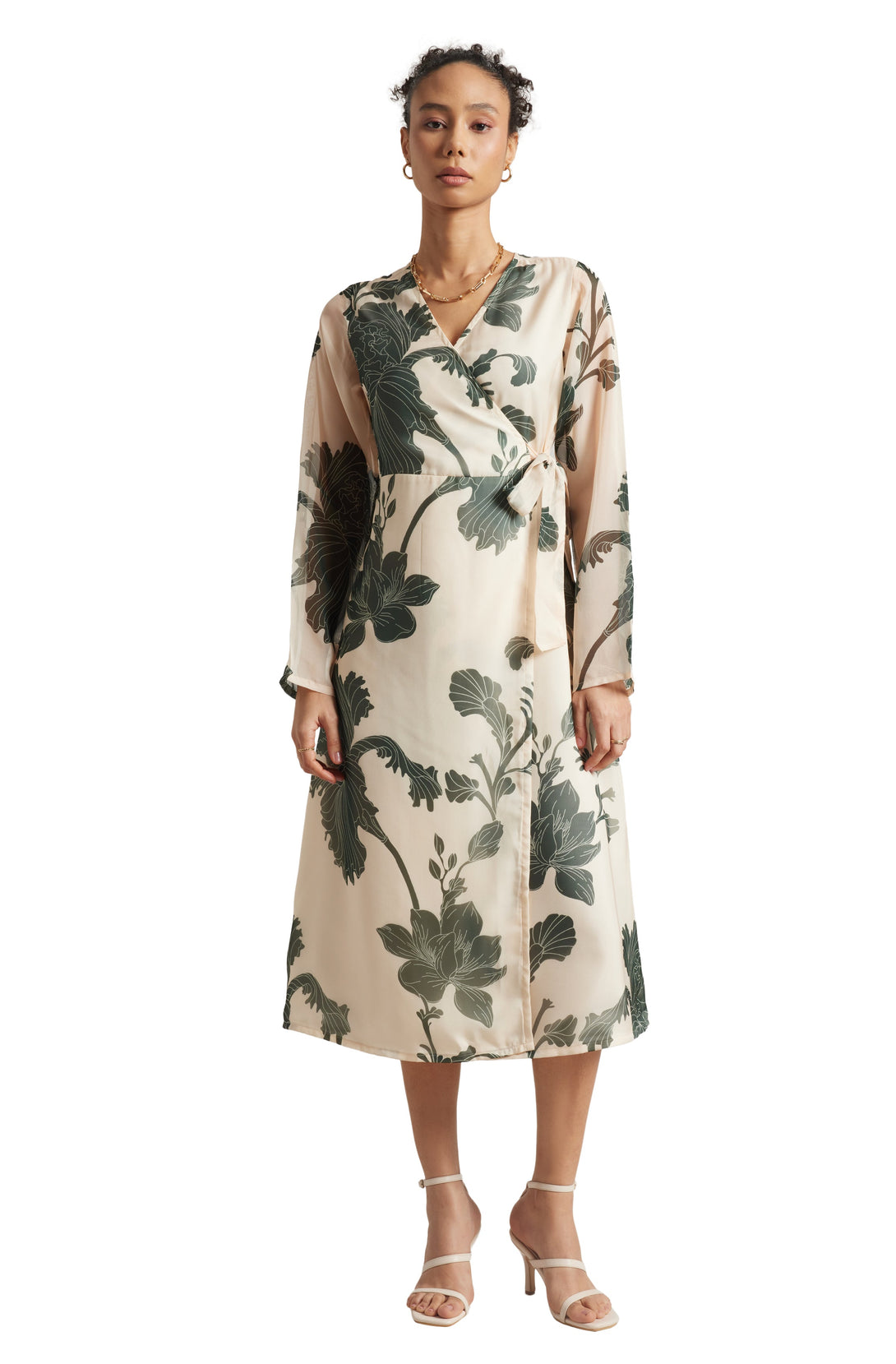 Women's Cream Organza Floral Dress - Zaccai