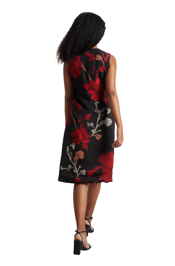 Women's Black Organza Floral Dress - Zaccai