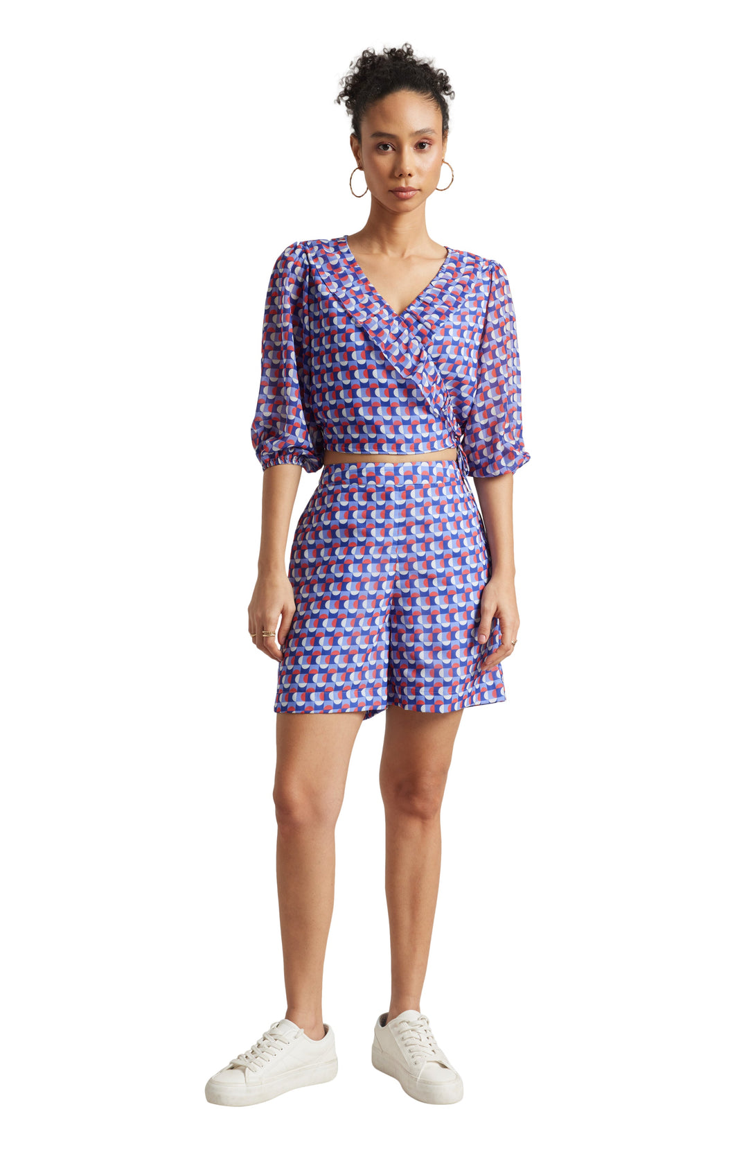 Women's Purple Georgette Geometric Co-Ord Set - Zaccai