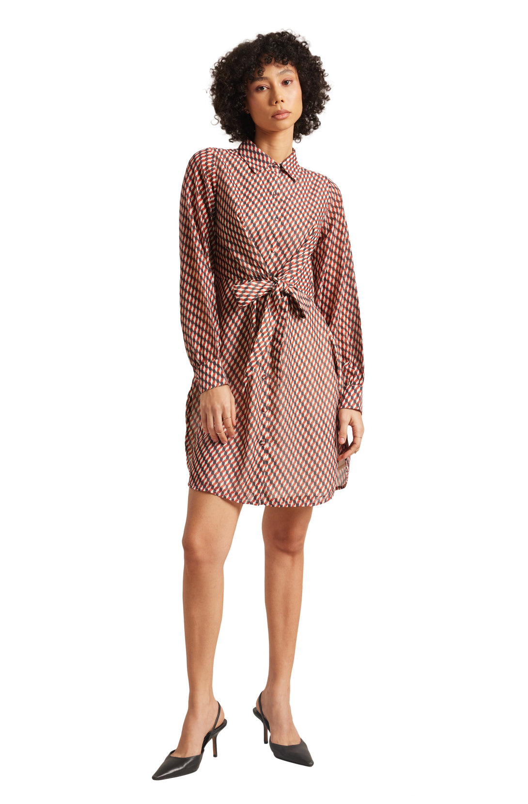 Women's Brown Georgette Geometric Dress - Zaccai