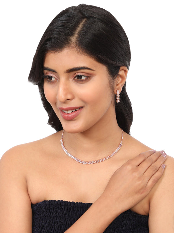 Women's Ad Rose Gold Necklace Set - Zaffre Collections