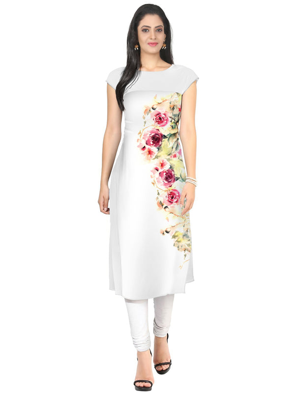 Women's Printed White kurta by Ziyaa- (1pc set)