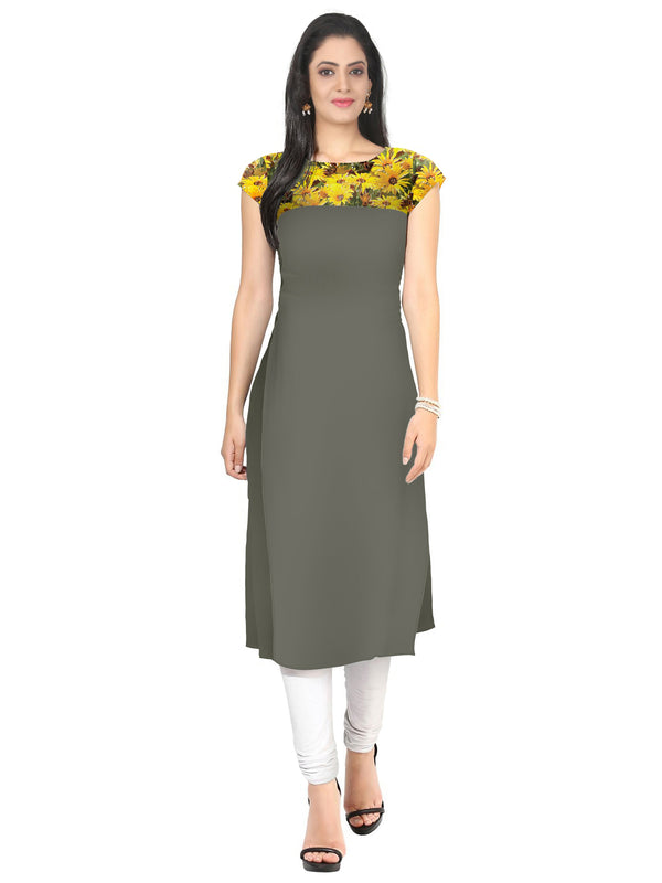 Women's Grey Crepe kurta - Ziyaa