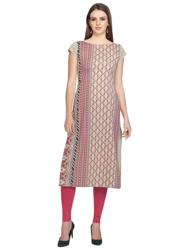 Women's Multi Color Crepe Kurta - Ziyaa