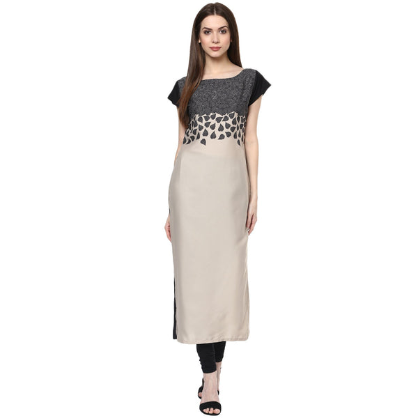 Women's Grey Crepe Kurta - Ziyaa