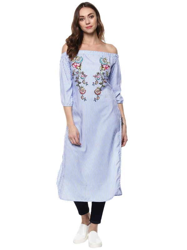 Women's Multi Color Crepe Kurta - Ziyaa