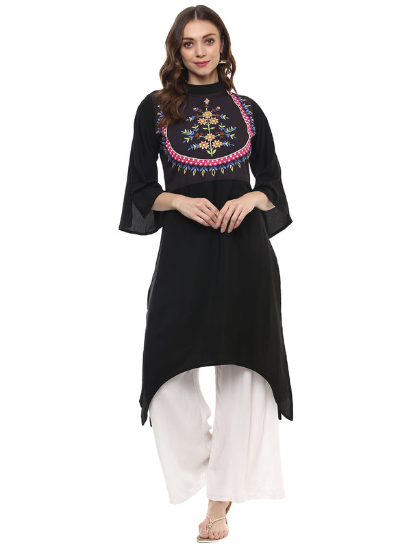 Women's Multi Color Crepe Kurta - Ziyaa