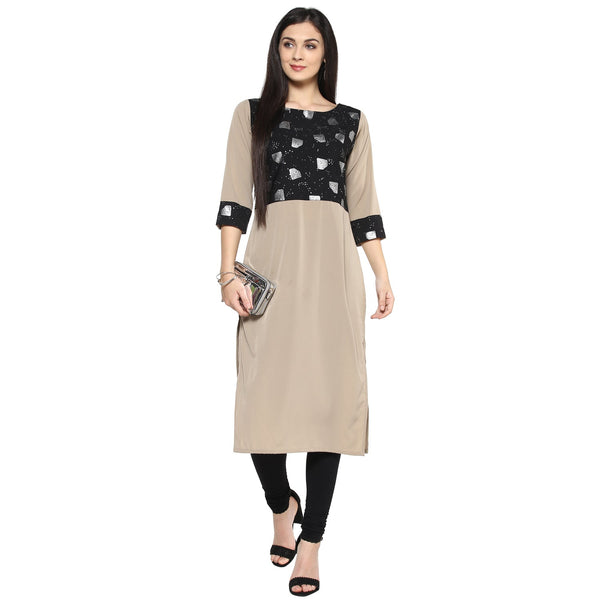 Women's Grey crepe Kurta - Ziyaa