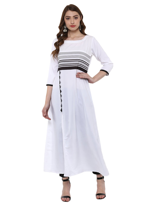 Women White Crepe Kurta by Ziyaa (1 Pc Set)