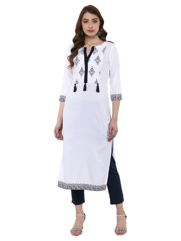 Women White Crepe Kurta by Ziyaa (1 Pc Set)