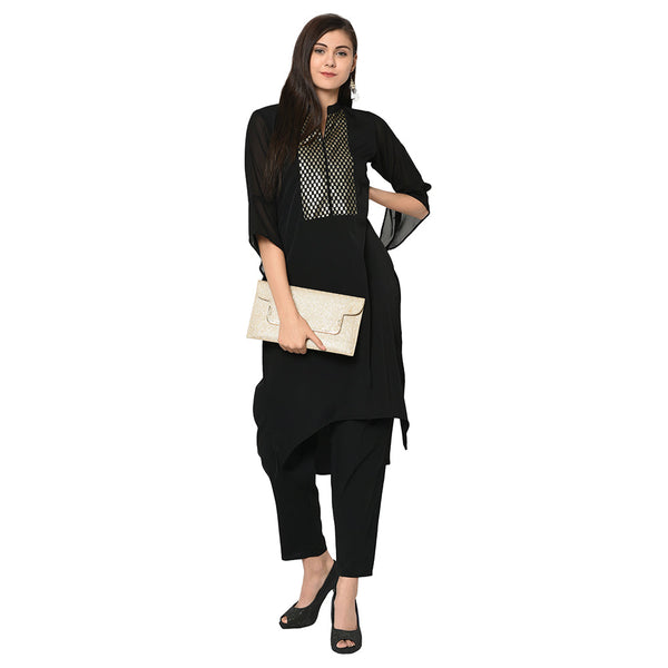 Women Crepe Black Kurta by Ziyaa (1 Pc Set)