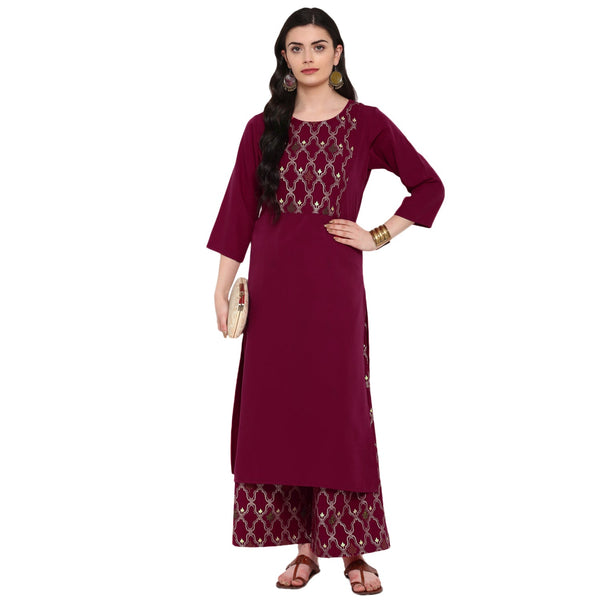 Women's Pink Crepe Kurta - Ziyaa