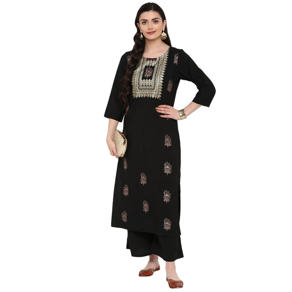 Women's Black Crepe Kurta - Ziyaa