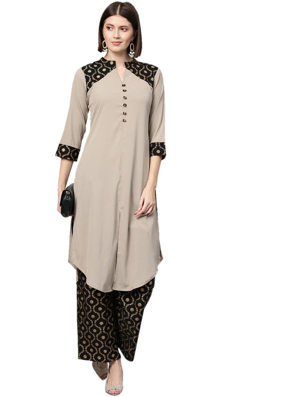 Women's Nude Crepe Kurta - Ziyaa