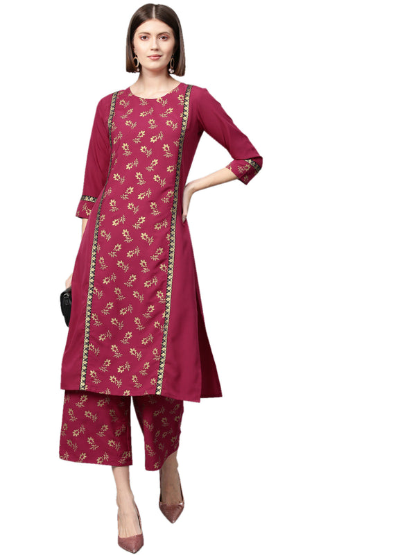 Women's Pink Crepe Kurta - Ziyaa