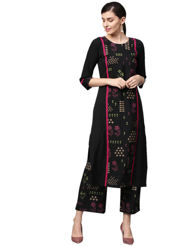 Women Black Crepe Kurta by Ziyaa (1 Pc Set)