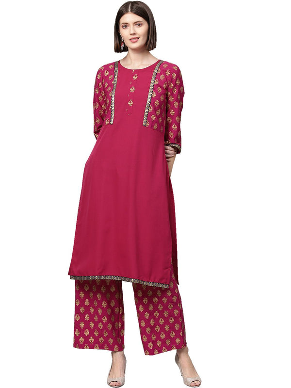 Women's Pink Crepe Kurta - Ziyaa