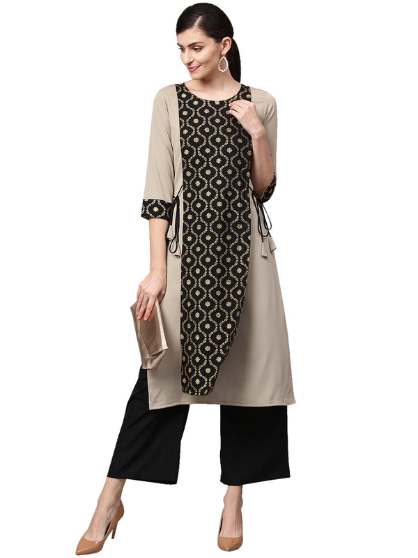 Women Cream Crepe Kurta by Ziyaa (1pc)