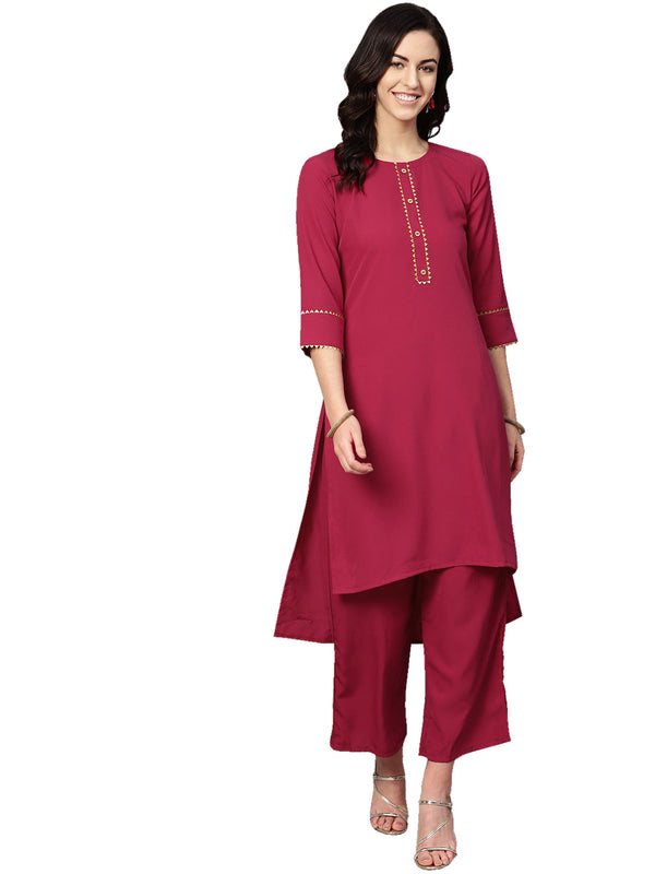 Women Pink Crepe Kurta by Ziyaa (1pc)