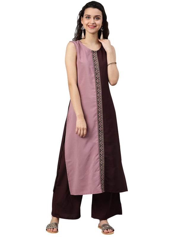 Women Brown Crepe Kurta by Ziyaa (1pc)