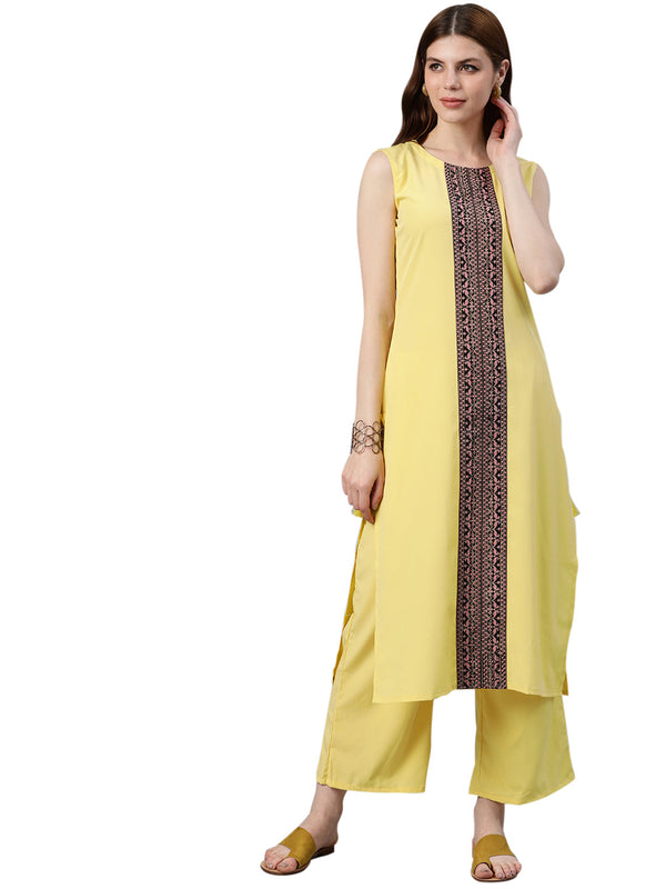 Women's Yellow Crepe Kurta - Ziyaa