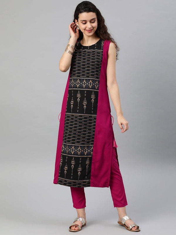 Women Pink Printed Kurta by Ziyaa (1pc)