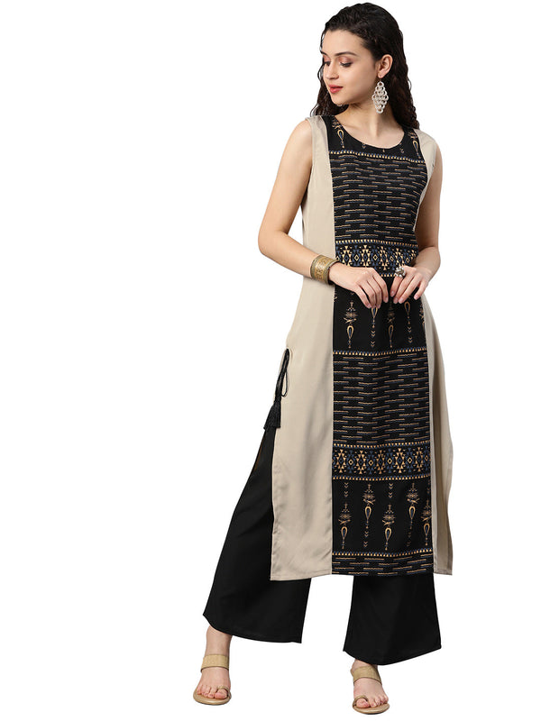 Women's Grey Crepe Kurta - Ziyaa