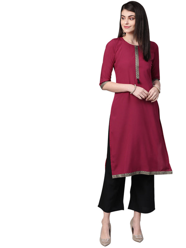 Women's Pink Crepe Kurta - Ziyaa