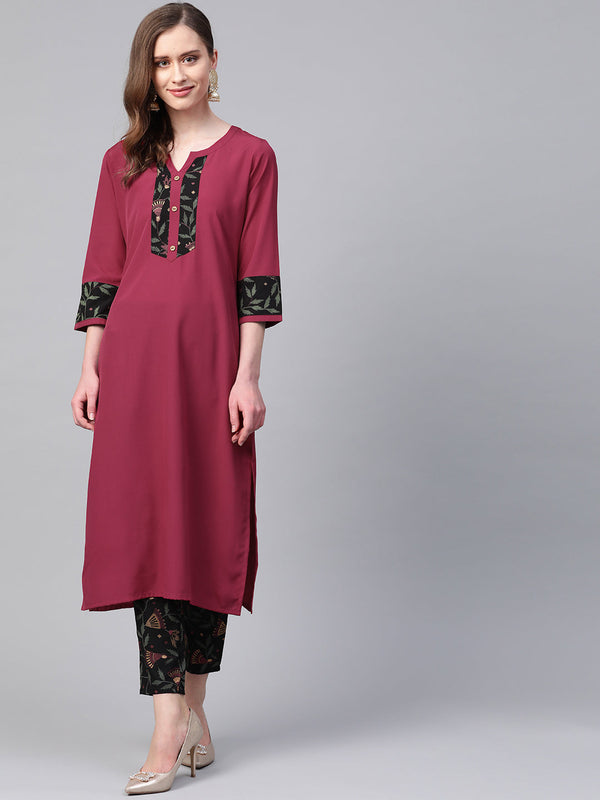 Women's Pink Crepe Kurta - Ziyaa