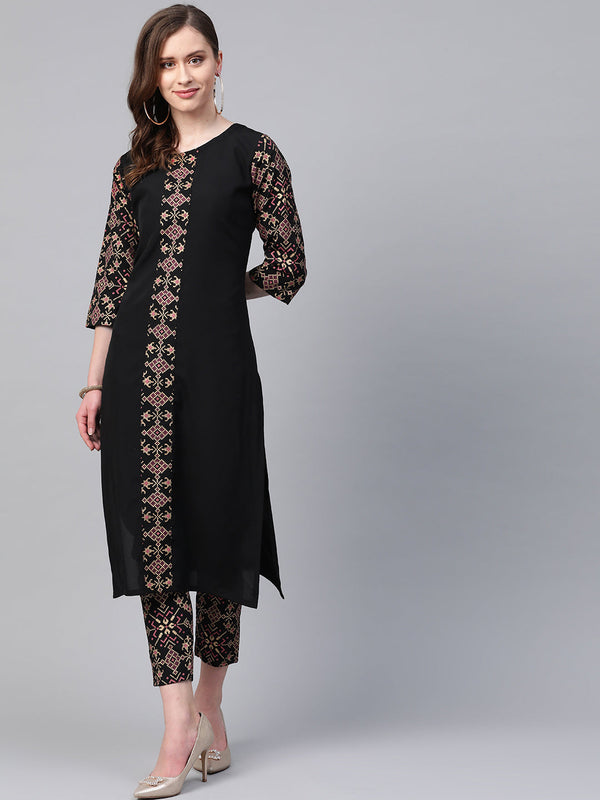 Women Black Kurta With Pant by Ziyaa (2pcs Set)