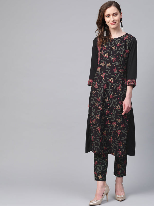 Women's Black Crepe Kurta - Ziyaa